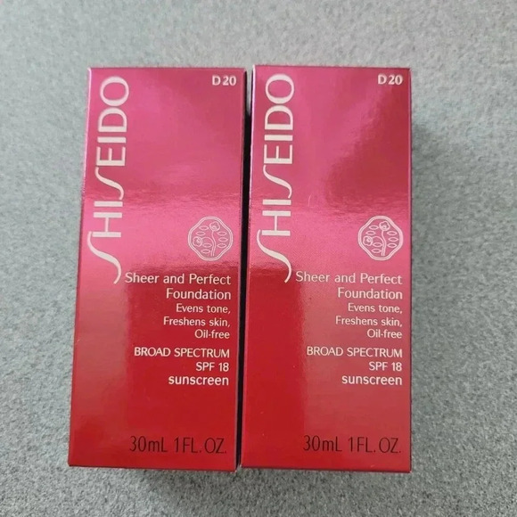 Lot of 2 Shiseido Sheer & Perfect Foundation D20 Board Spectrum SPF18 30ml 1FL - Picture 1 of 6